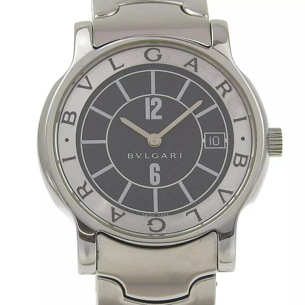 Bvlgari Solo Tempo Watches St35s Blackdial Stainless Steel Quartz Analog D...